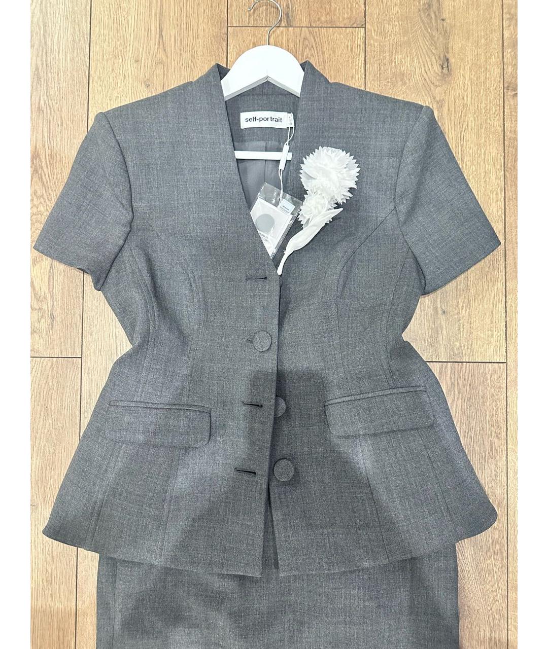 SELF-PORTRAIT Серый шерстяной костюм с юбками, фото 2