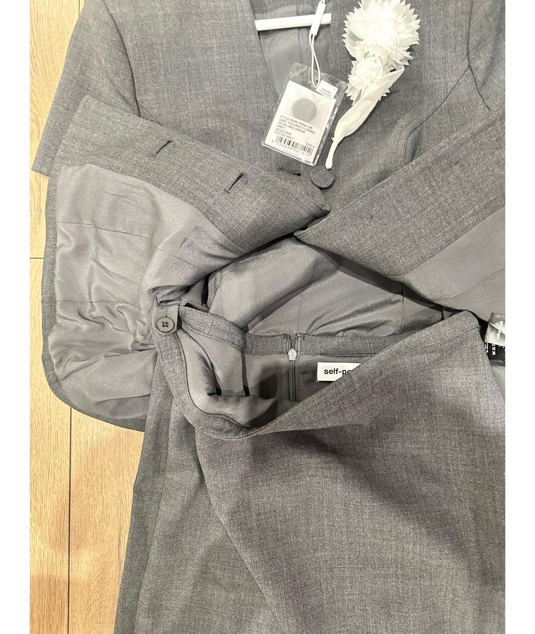 SELF-PORTRAIT Серый шерстяной костюм с юбками, фото 5
