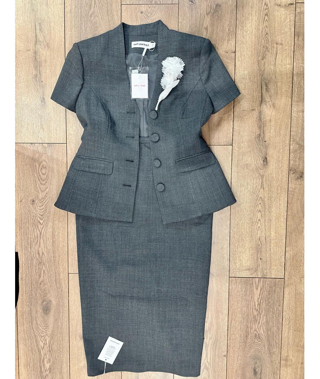 SELF-PORTRAIT Серый шерстяной костюм с юбками, фото 6