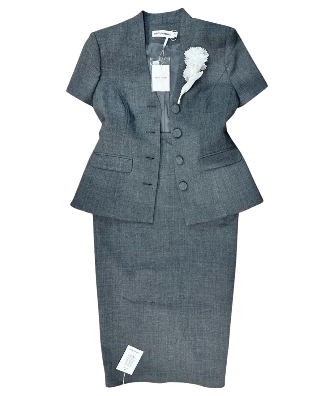 SELF-PORTRAIT Серый шерстяной костюм с юбками, фото 1