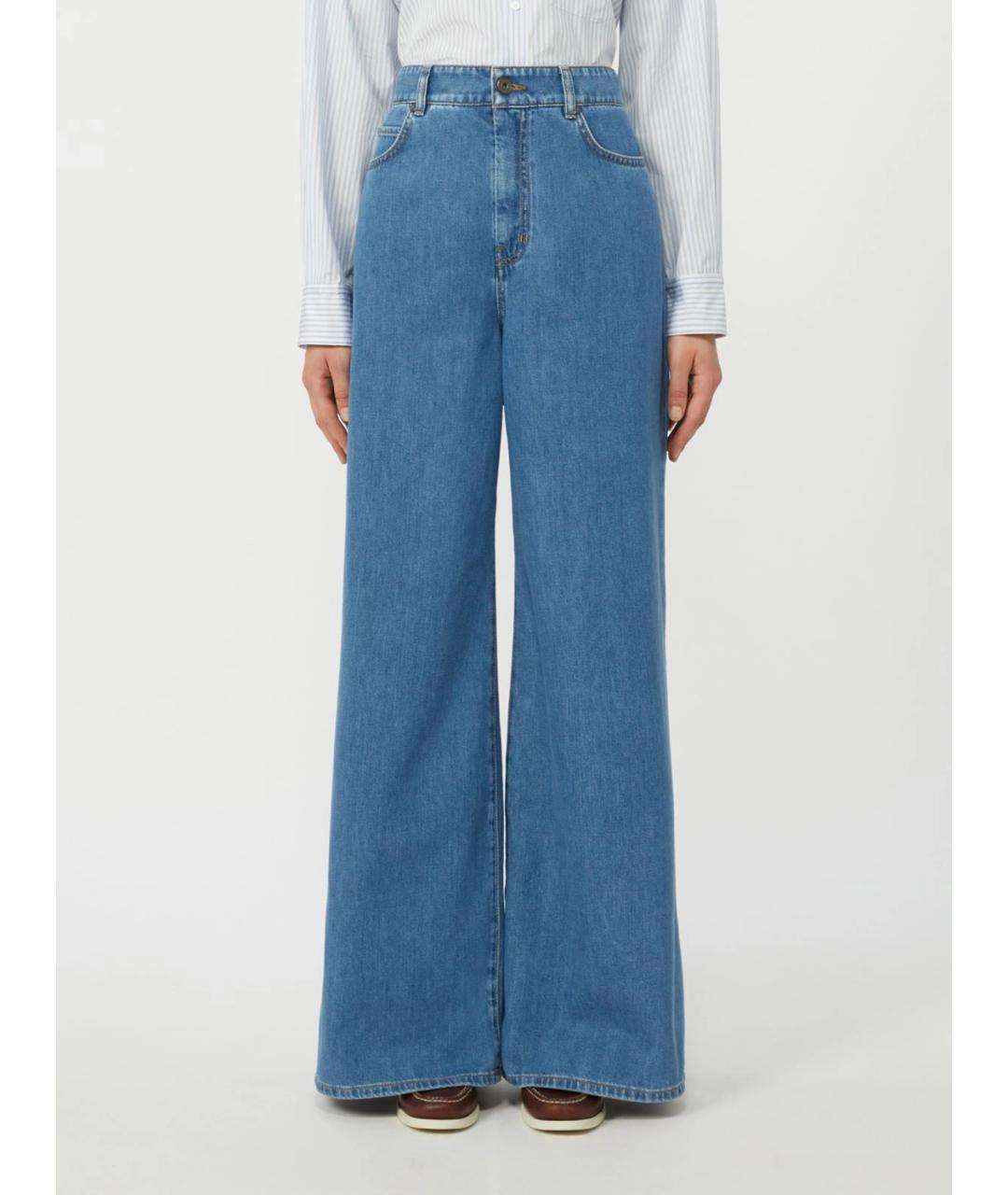WEEKEND MAX MARA Синие хлопковые джинсы клеш, фото 3