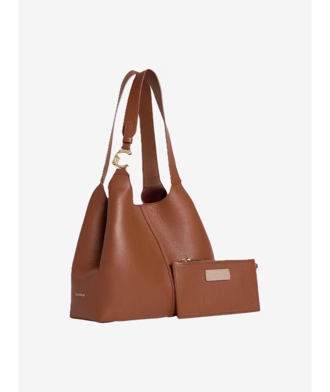 COCCINELLE Коричневая кожаная сумка тоут, фото 2