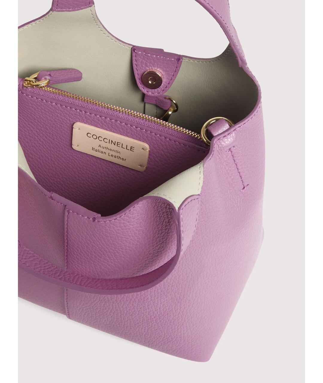 COCCINELLE Фиолетовая кожаная сумка с короткими ручками, фото 3