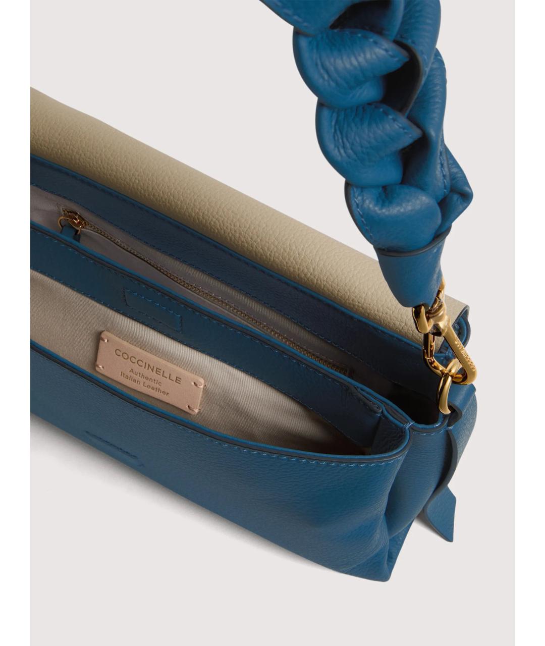 COCCINELLE Синяя кожаная сумка через плечо, фото 3