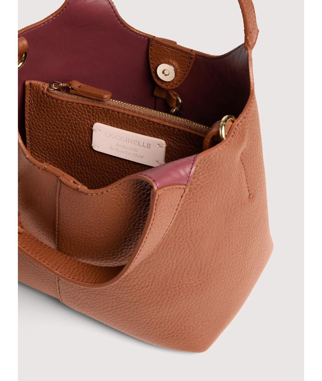 COCCINELLE Коричневая кожаная сумка тоут, фото 3