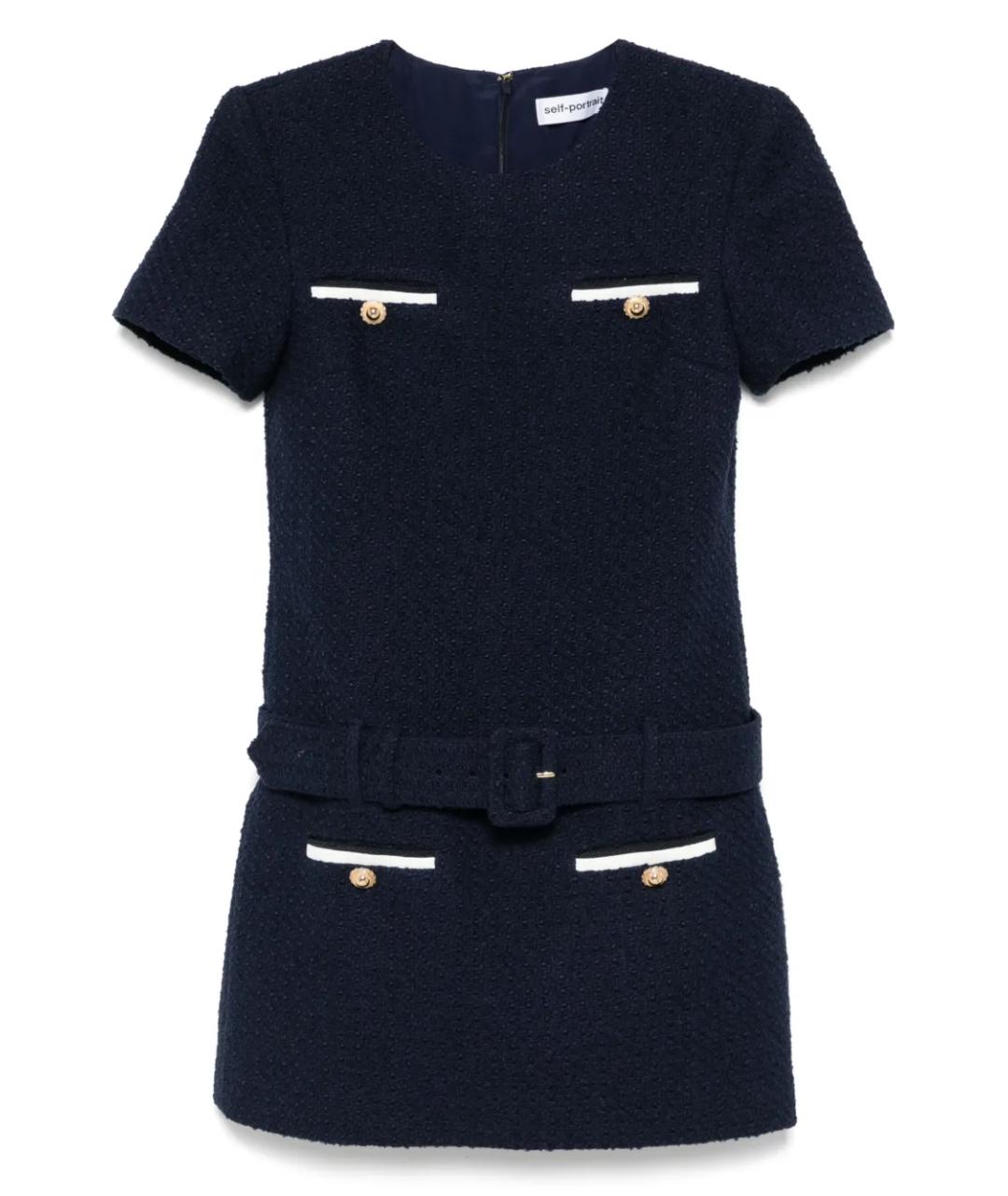 SELF-PORTRAIT Синее полиэстеровое коктейльное платье, фото 1