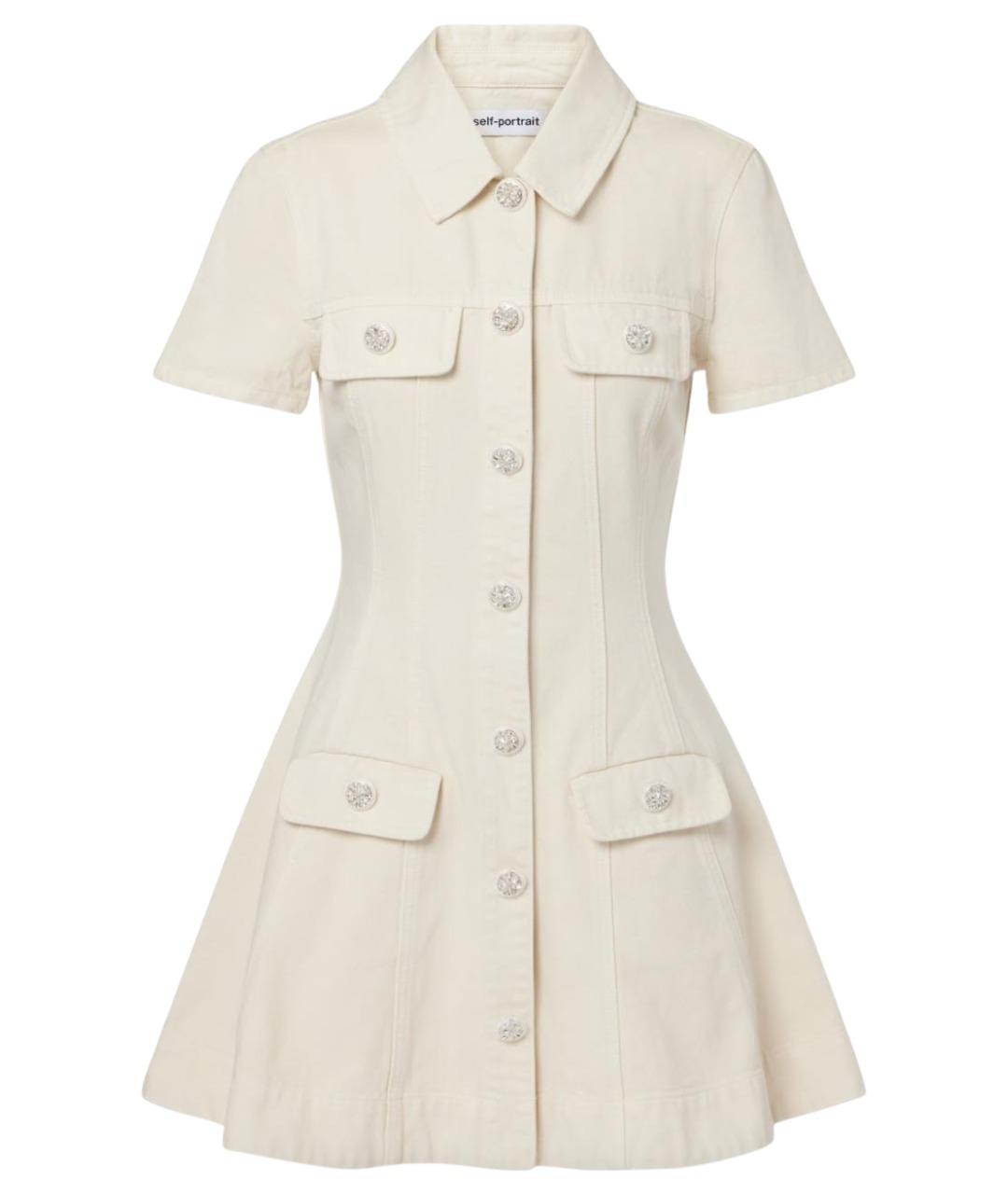 SELF-PORTRAIT Бежевое хлопковое повседневное платье, фото 1