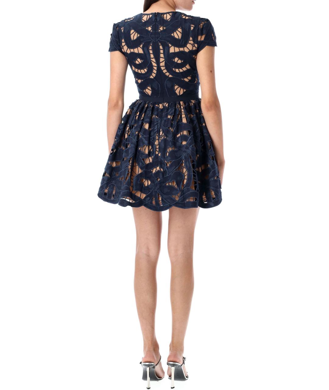 SELF-PORTRAIT Темно-синее хлопковое коктейльное платье, фото 3