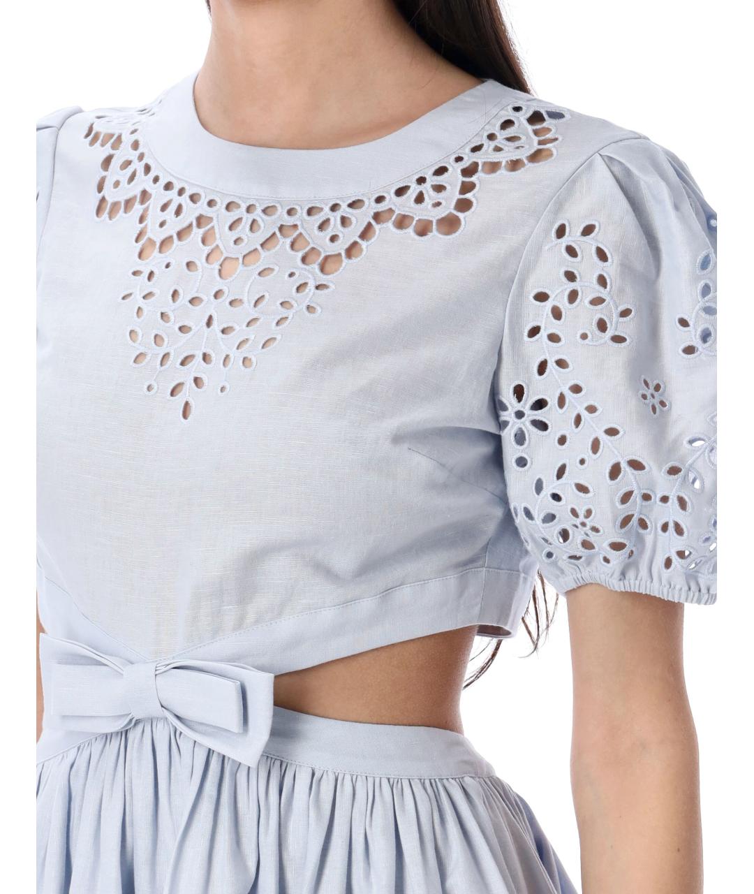 SELF-PORTRAIT Голубое повседневное платье, фото 4