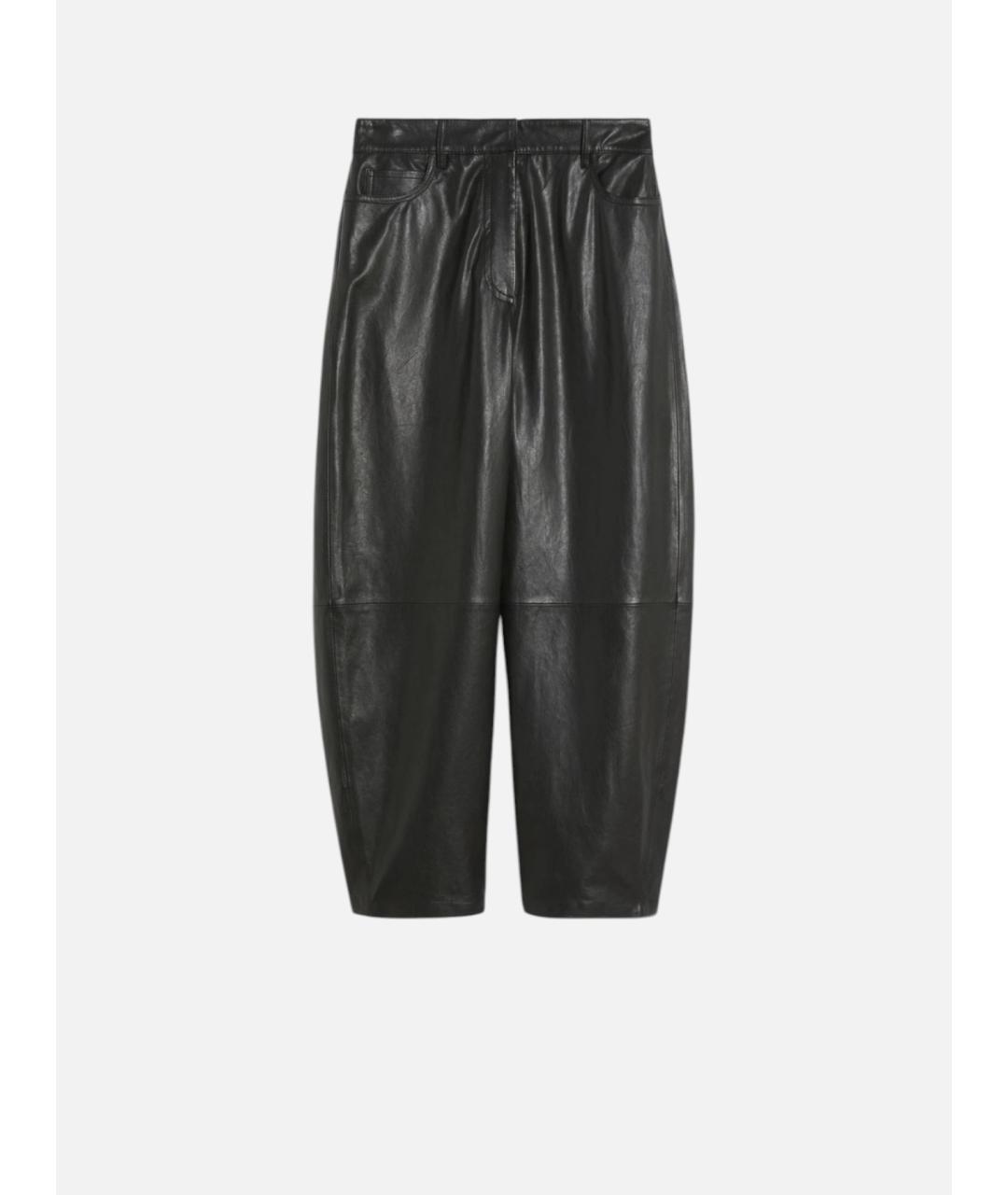 WEEKEND MAX MARA Черные кожаные прямые брюки, фото 5