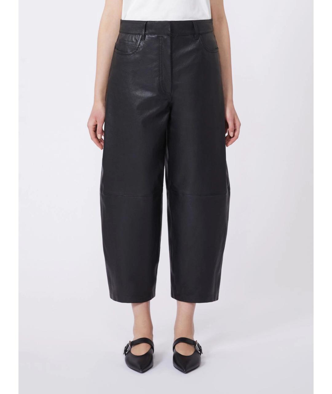 WEEKEND MAX MARA Черные кожаные прямые брюки, фото 3