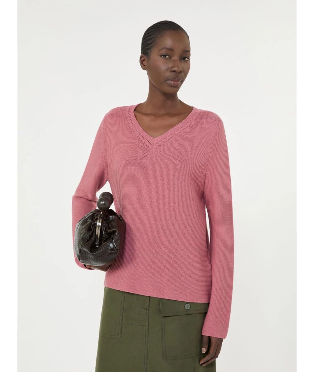 WEEKEND MAX MARA Розовый хлопковый джемпер / свитер, фото 3