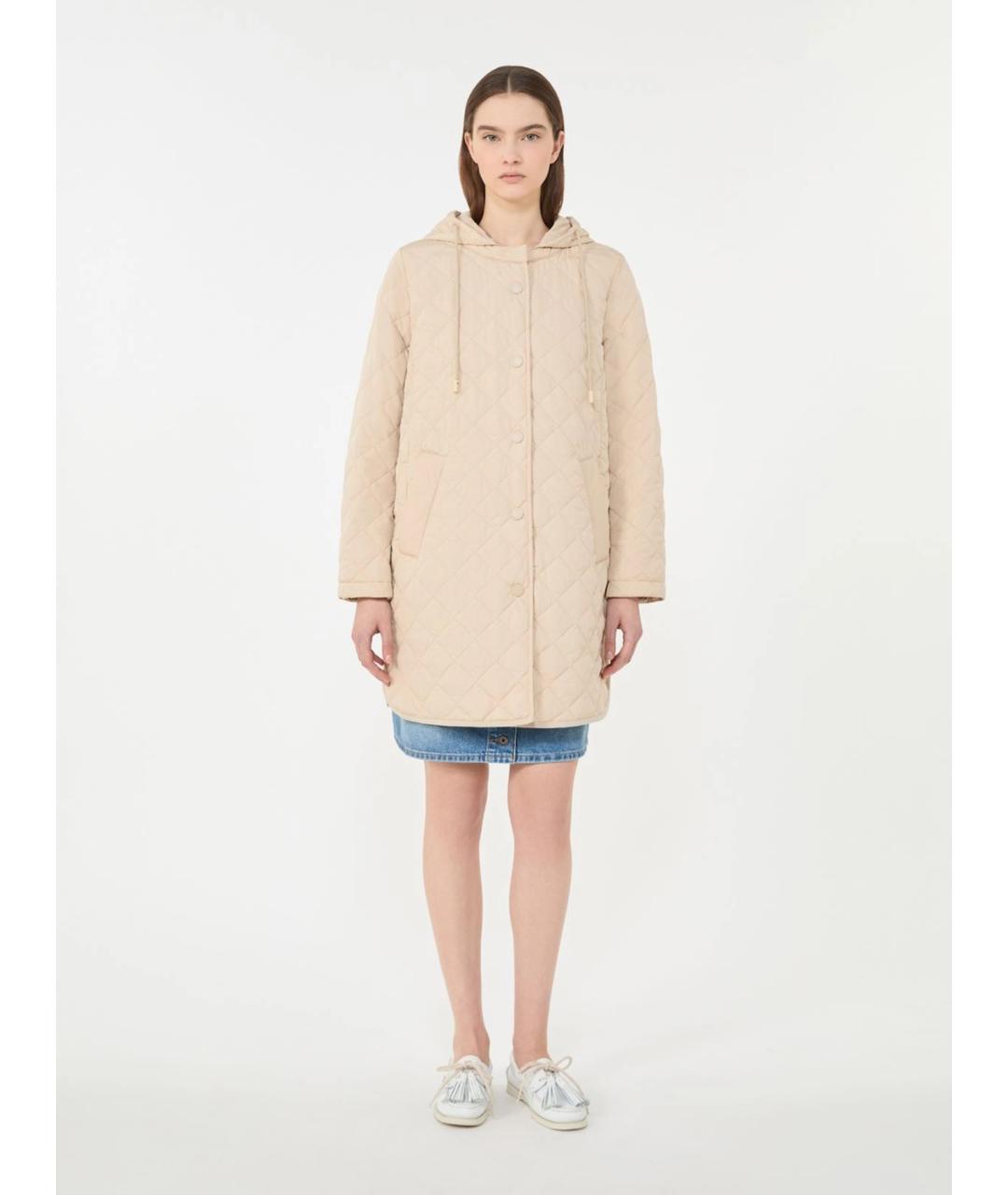 WEEKEND MAX MARA Бежевый полиэстеровый пуховик, фото 3