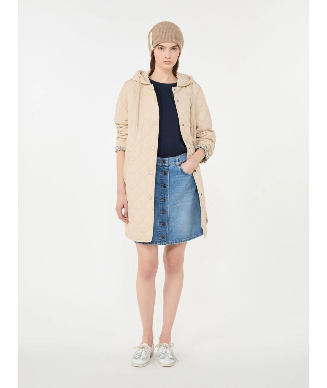 WEEKEND MAX MARA Бежевый полиэстеровый пуховик, фото 2