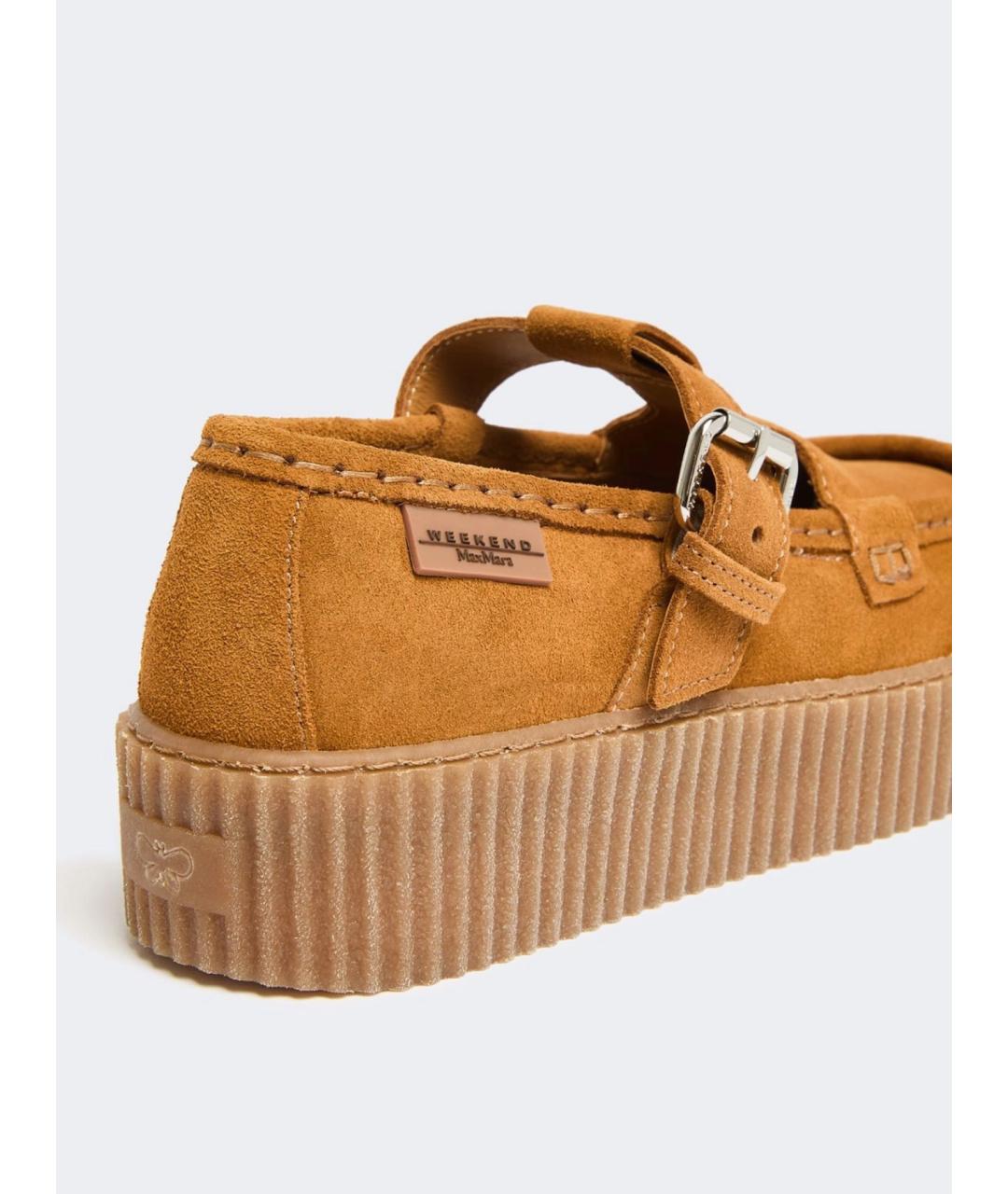 WEEKEND MAX MARA Бежевые кожаные лоферы, фото 5