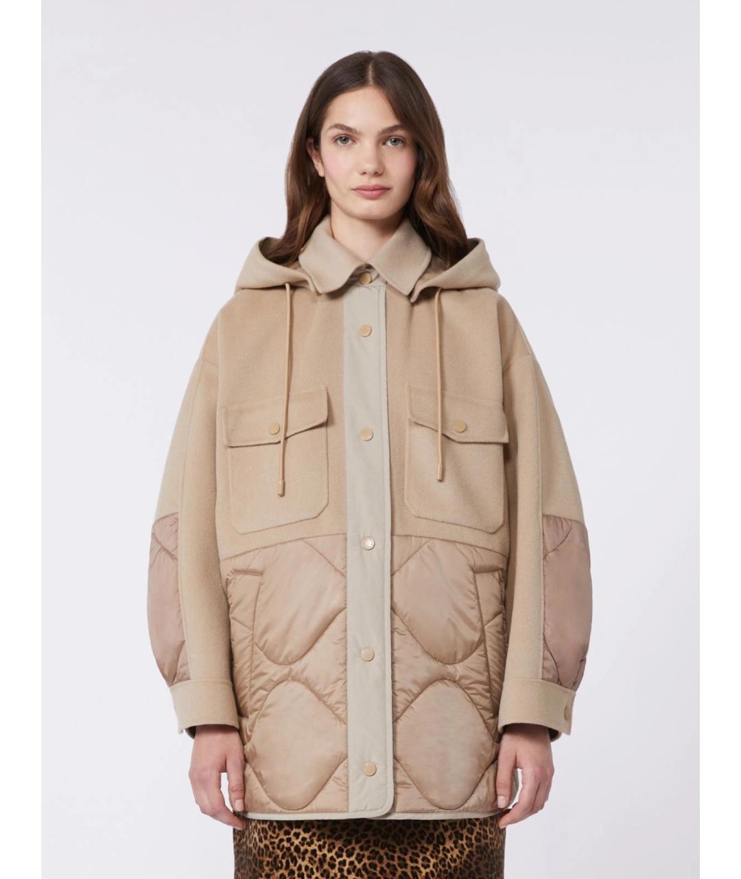 WEEKEND MAX MARA Бежевый шерстяной пуховик, фото 3