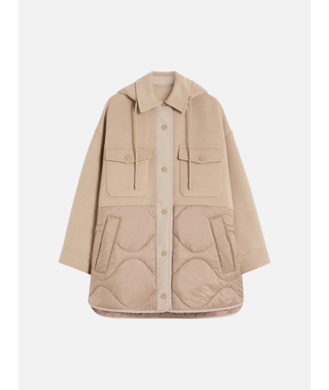 WEEKEND MAX MARA Бежевый шерстяной пуховик, фото 5