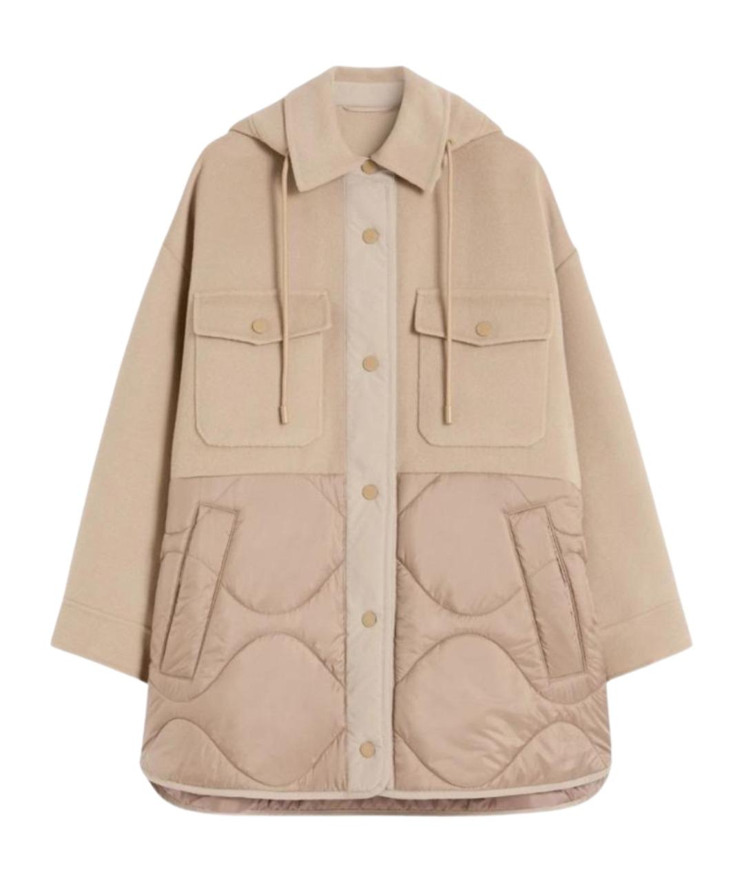 WEEKEND MAX MARA Бежевый шерстяной пуховик, фото 1