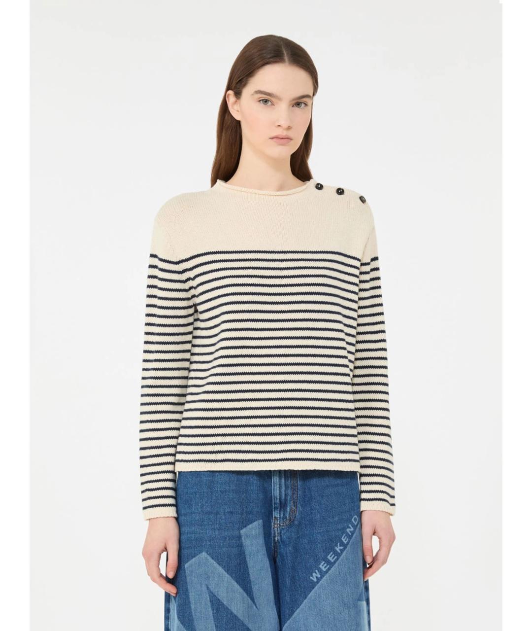 WEEKEND MAX MARA Белый хлопковый джемпер / свитер, фото 3