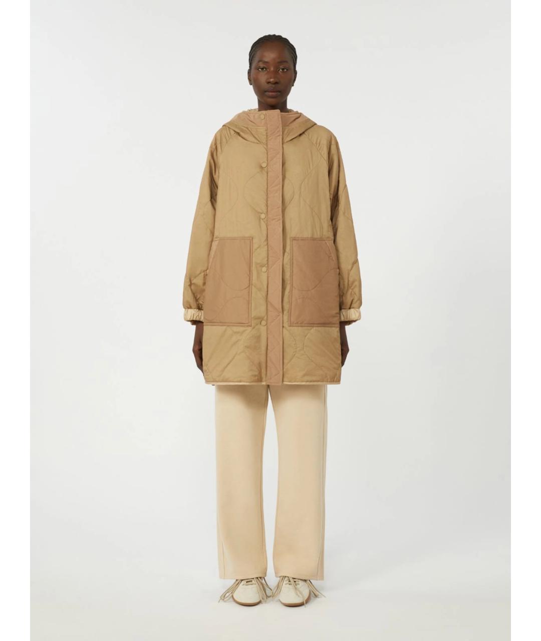 WEEKEND MAX MARA Бежевый полиэстеровый пуховик, фото 3