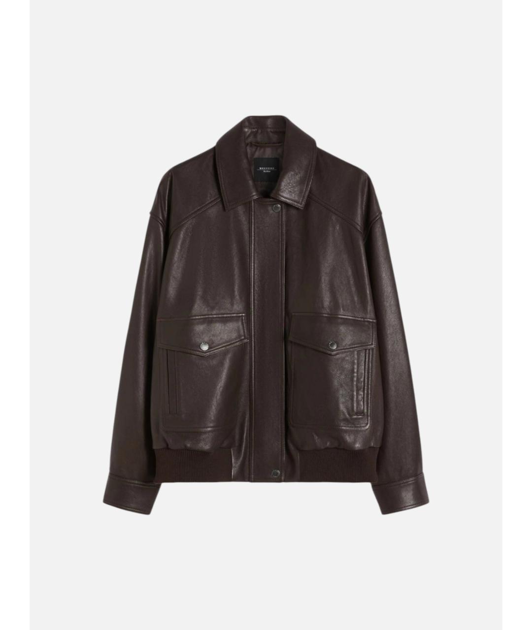 WEEKEND MAX MARA Коричневая кожаная куртка, фото 5