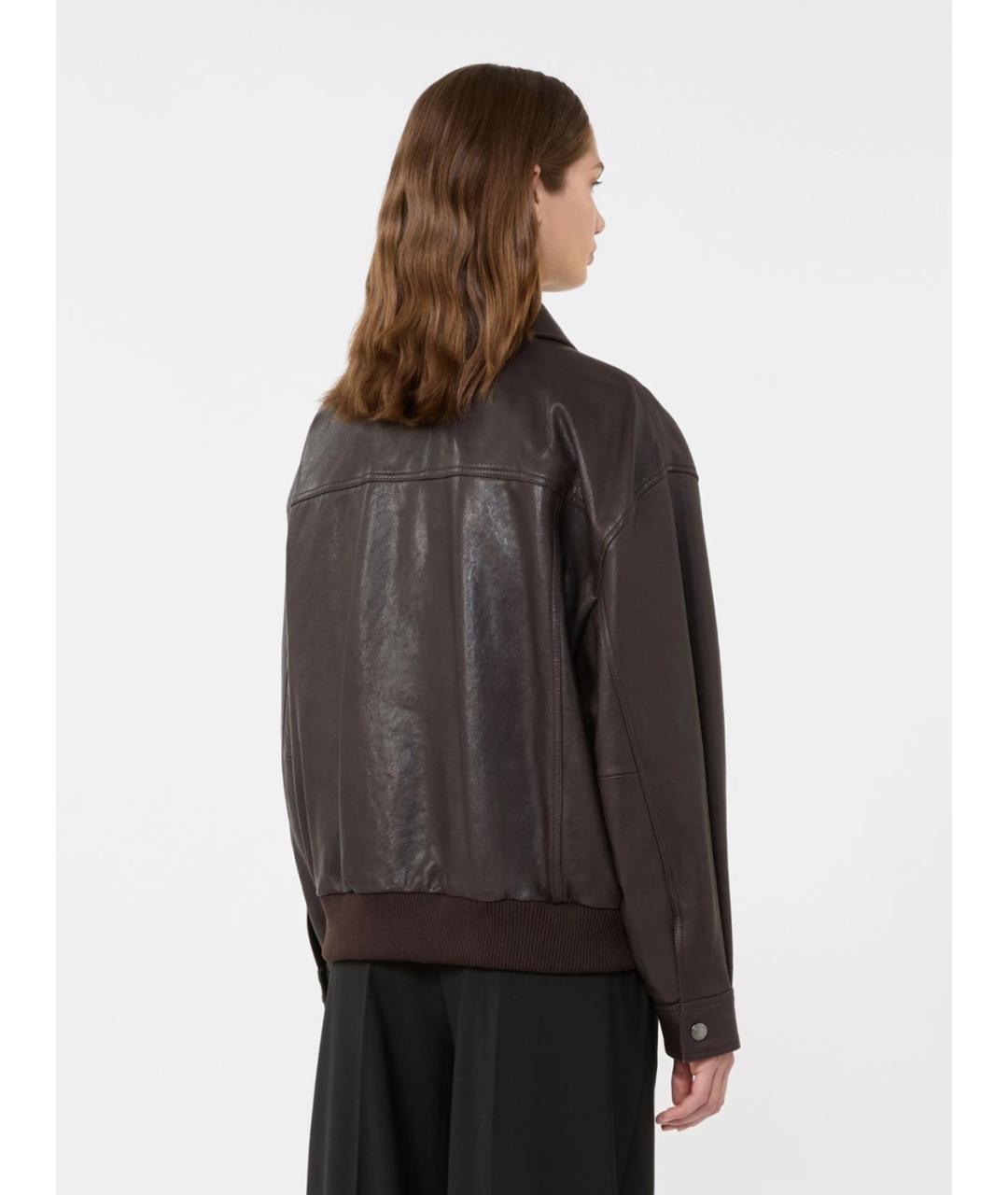 WEEKEND MAX MARA Коричневая кожаная куртка, фото 3