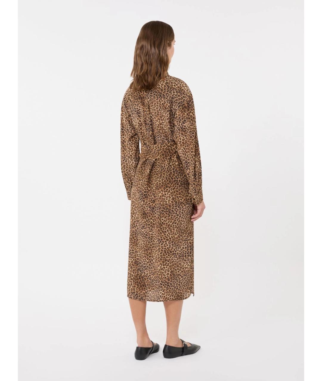 WEEKEND MAX MARA Коричневое шелковое повседневное платье, фото 4