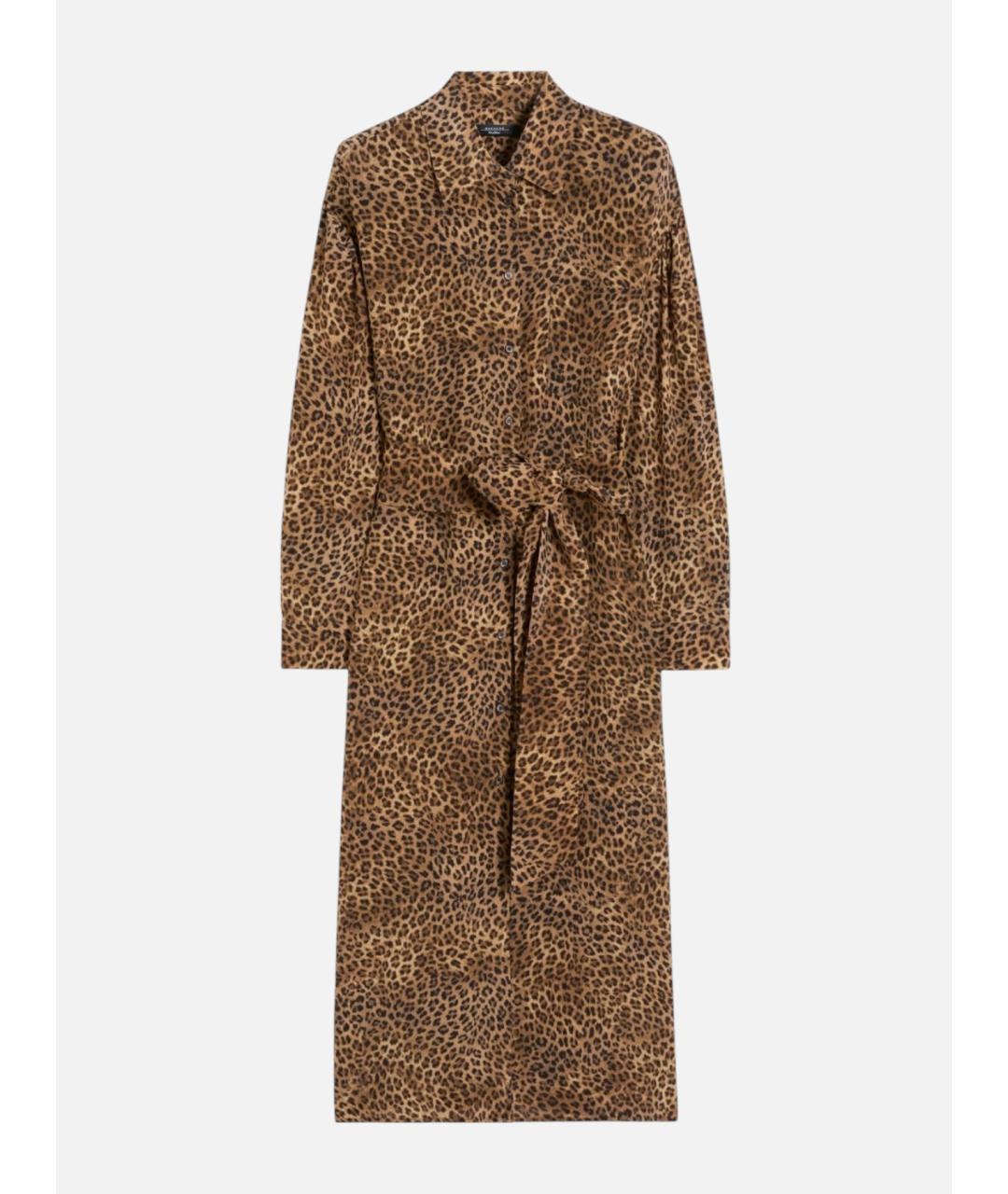 WEEKEND MAX MARA Коричневое шелковое повседневное платье, фото 5