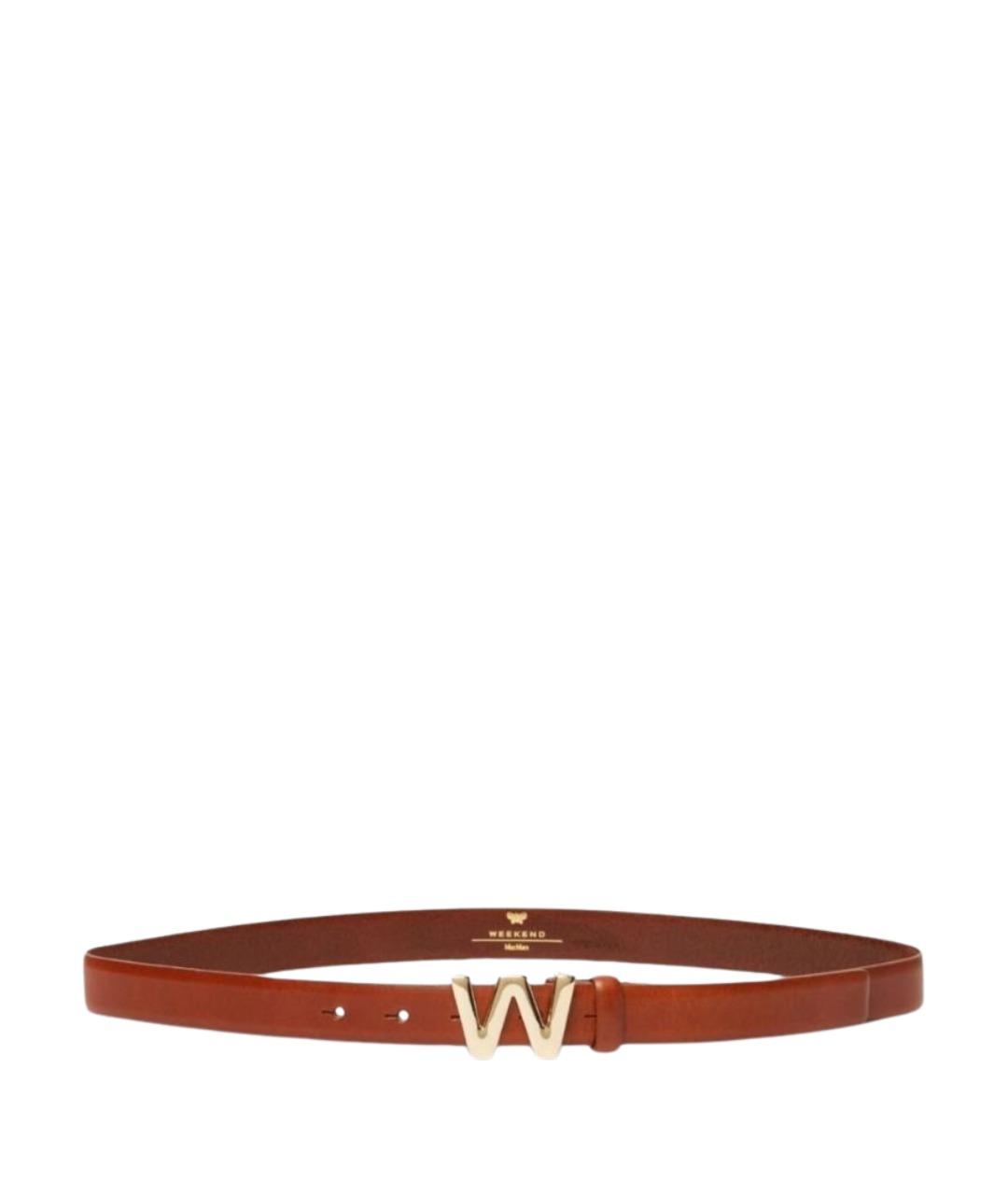 WEEKEND MAX MARA Коричневый кожаный ремень, фото 1