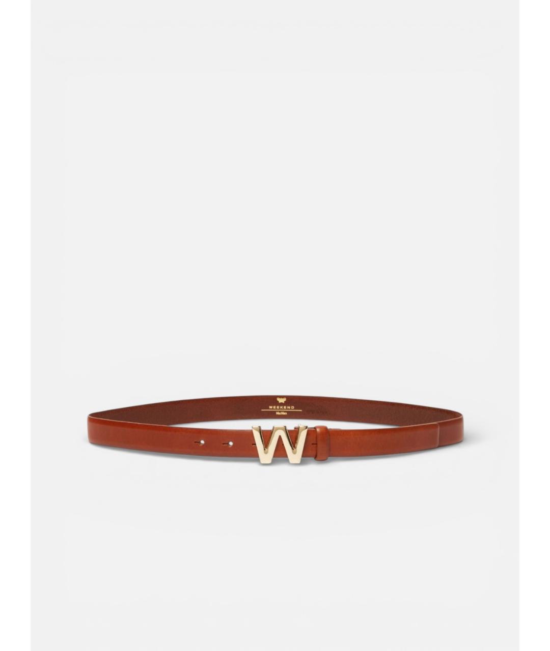 WEEKEND MAX MARA Коричневый кожаный ремень, фото 4