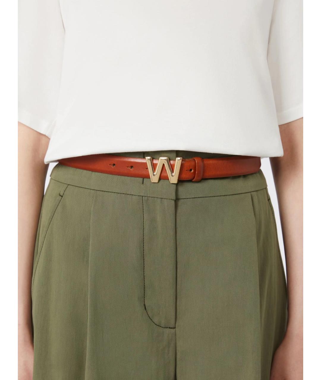 WEEKEND MAX MARA Коричневый кожаный ремень, фото 2