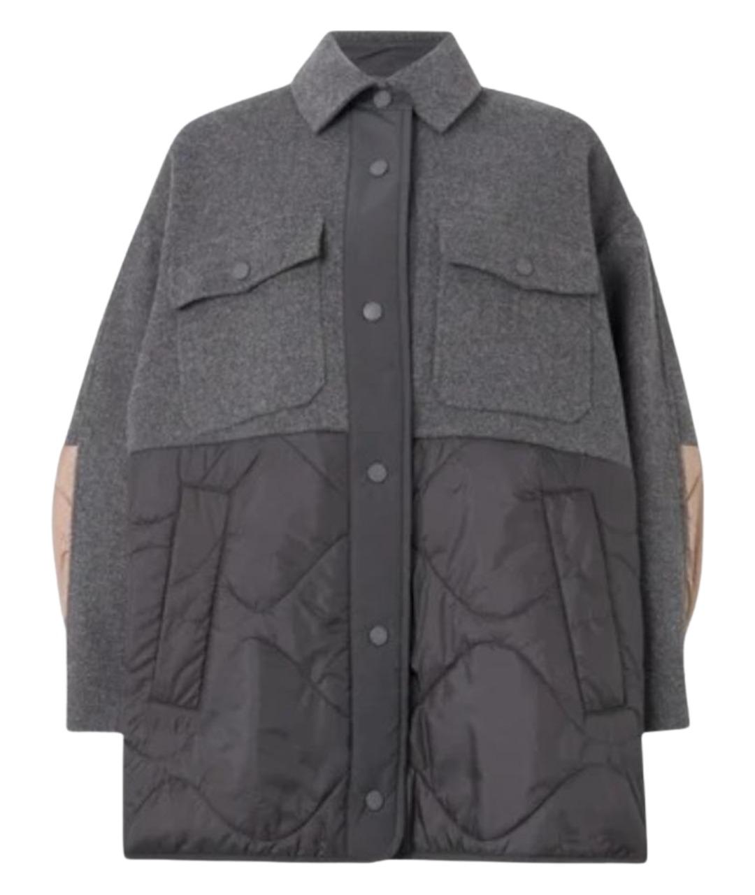 WEEKEND MAX MARA Серый шерстяной пуховик, фото 1