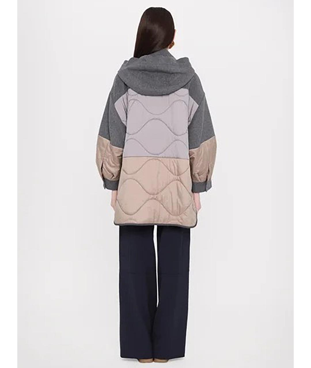 WEEKEND MAX MARA Серый шерстяной пуховик, фото 4