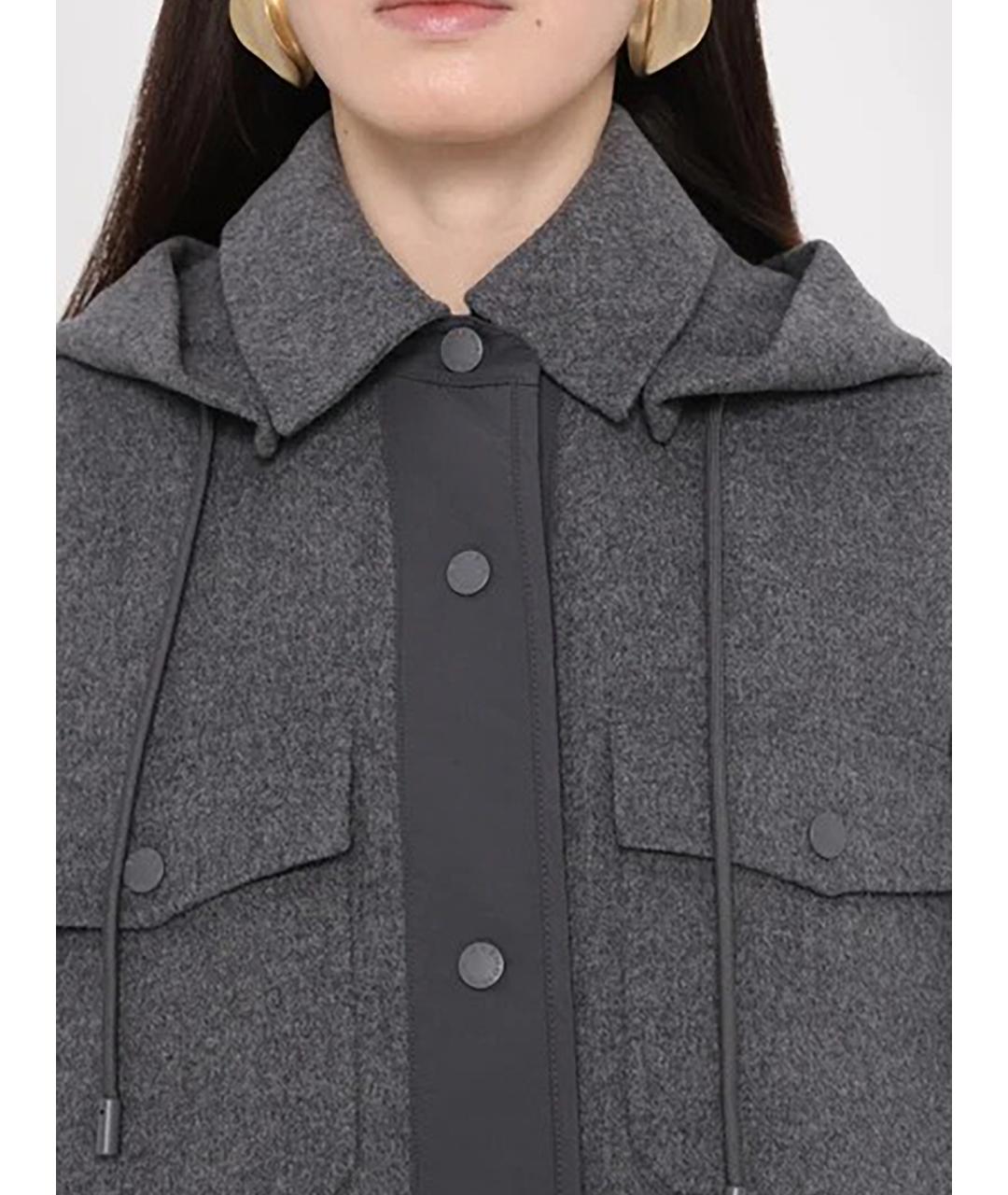 WEEKEND MAX MARA Серый шерстяной пуховик, фото 5