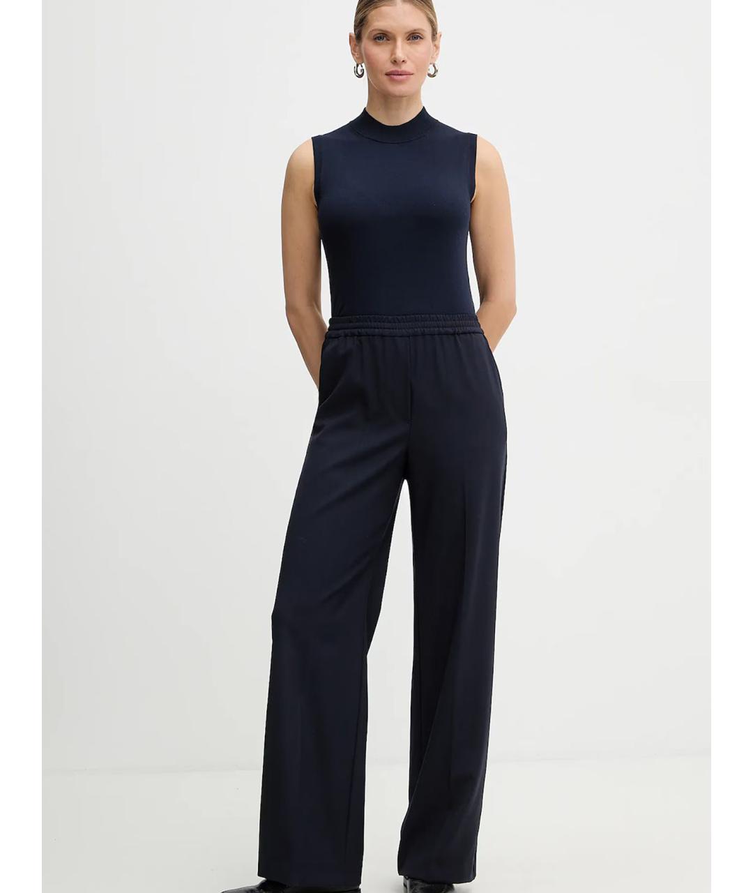 WEEKEND MAX MARA Темно-синяя вискозная блузы, фото 2