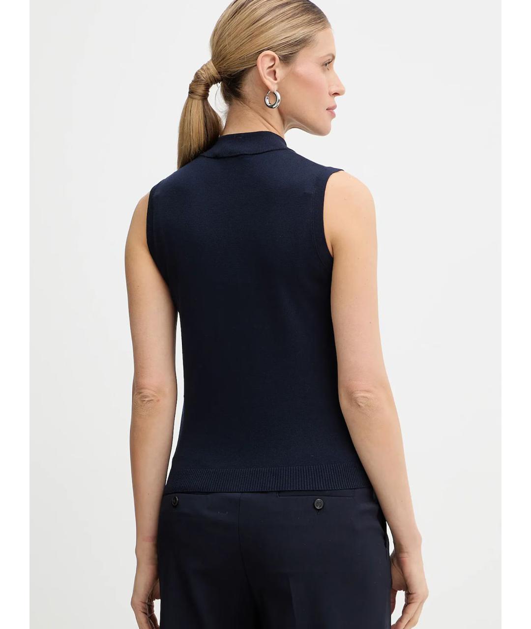 WEEKEND MAX MARA Темно-синяя вискозная блузы, фото 3
