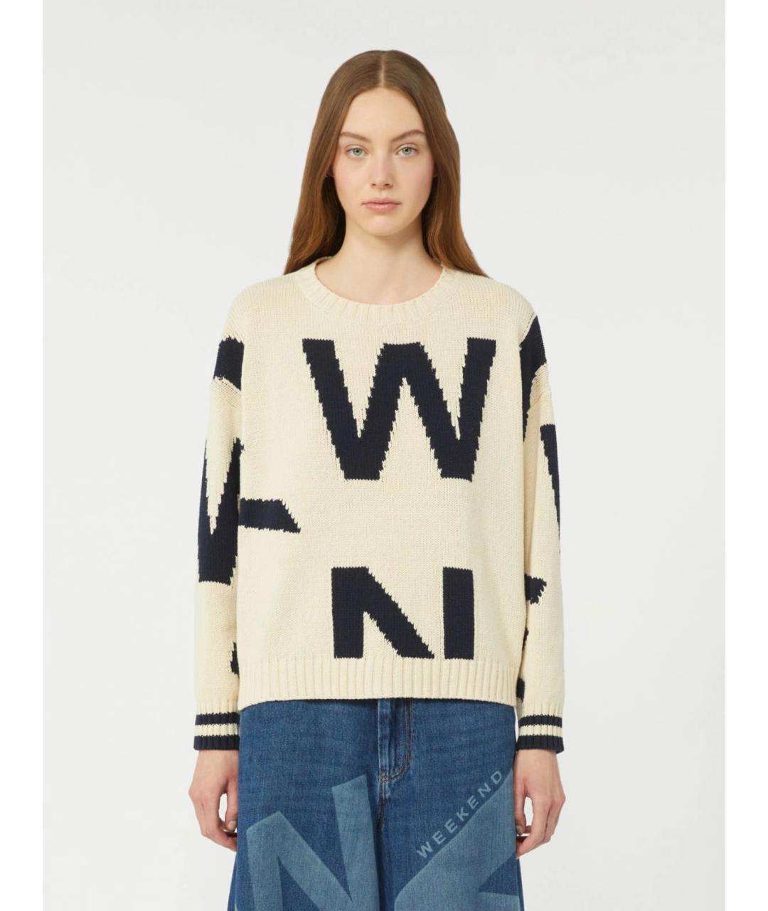 WEEKEND MAX MARA Бежевый хлопковый джемпер / свитер, фото 3