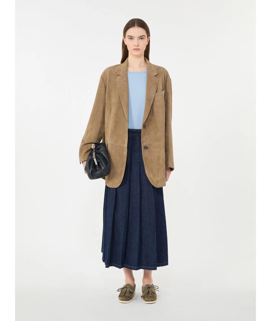 WEEKEND MAX MARA Бежевый замшевый жакет/пиджак, фото 2