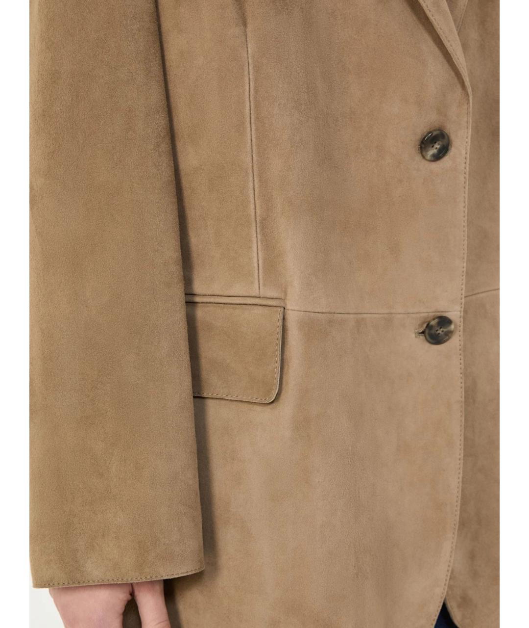 WEEKEND MAX MARA Бежевый замшевый жакет/пиджак, фото 5