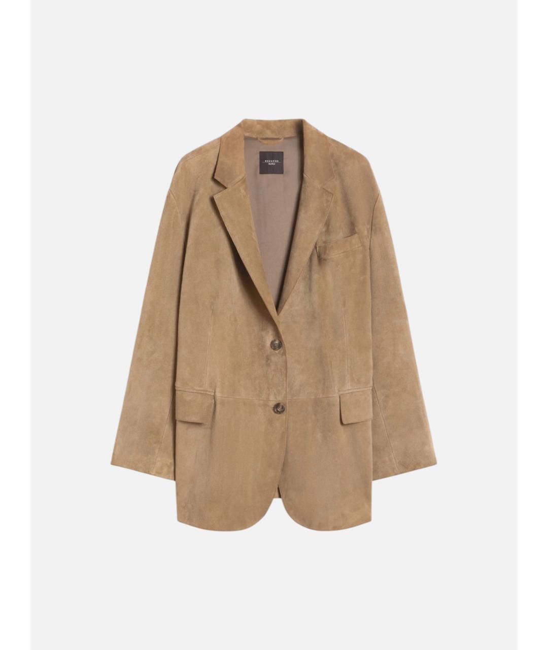 WEEKEND MAX MARA Бежевый замшевый жакет/пиджак, фото 6