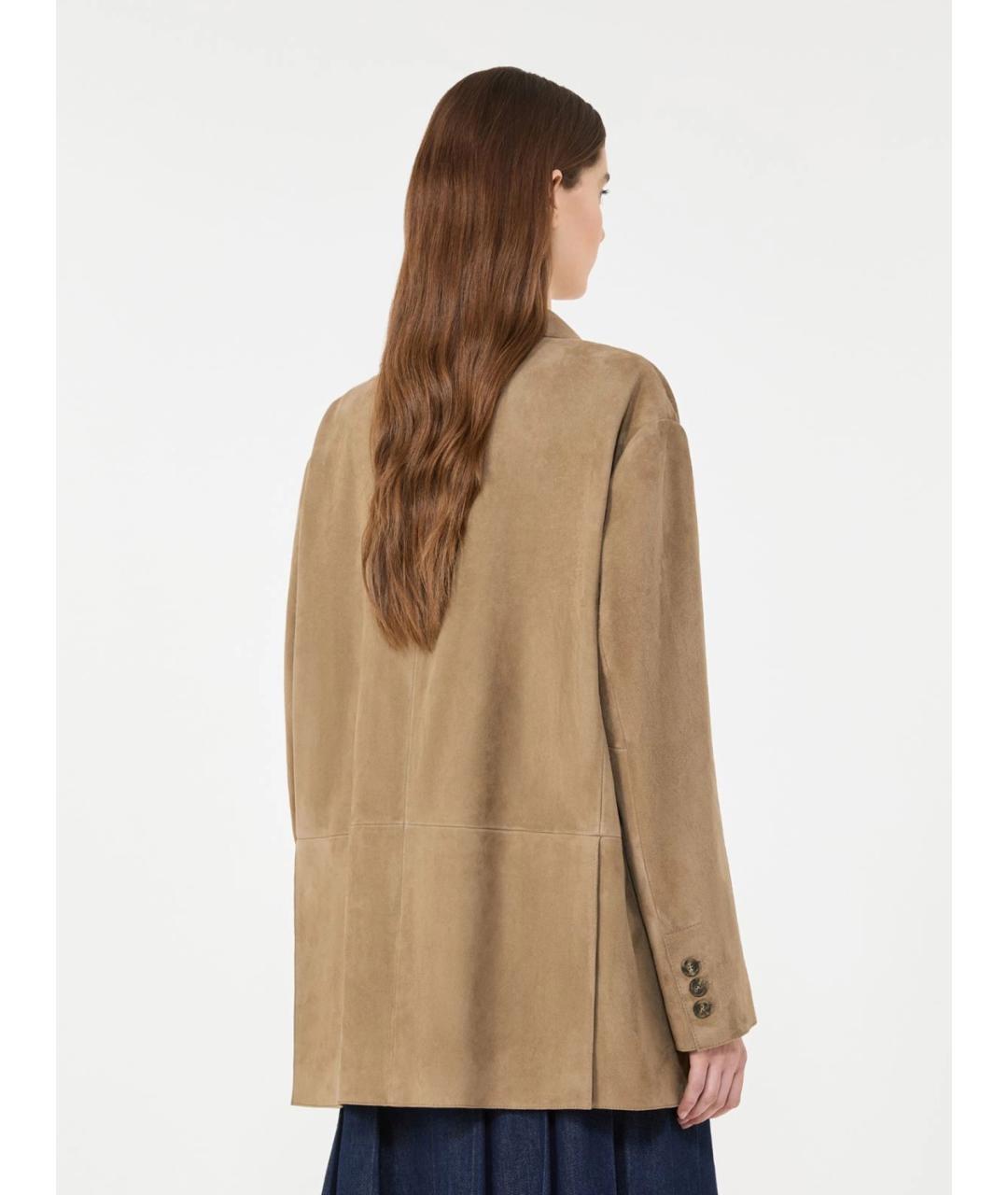 WEEKEND MAX MARA Бежевый замшевый жакет/пиджак, фото 4