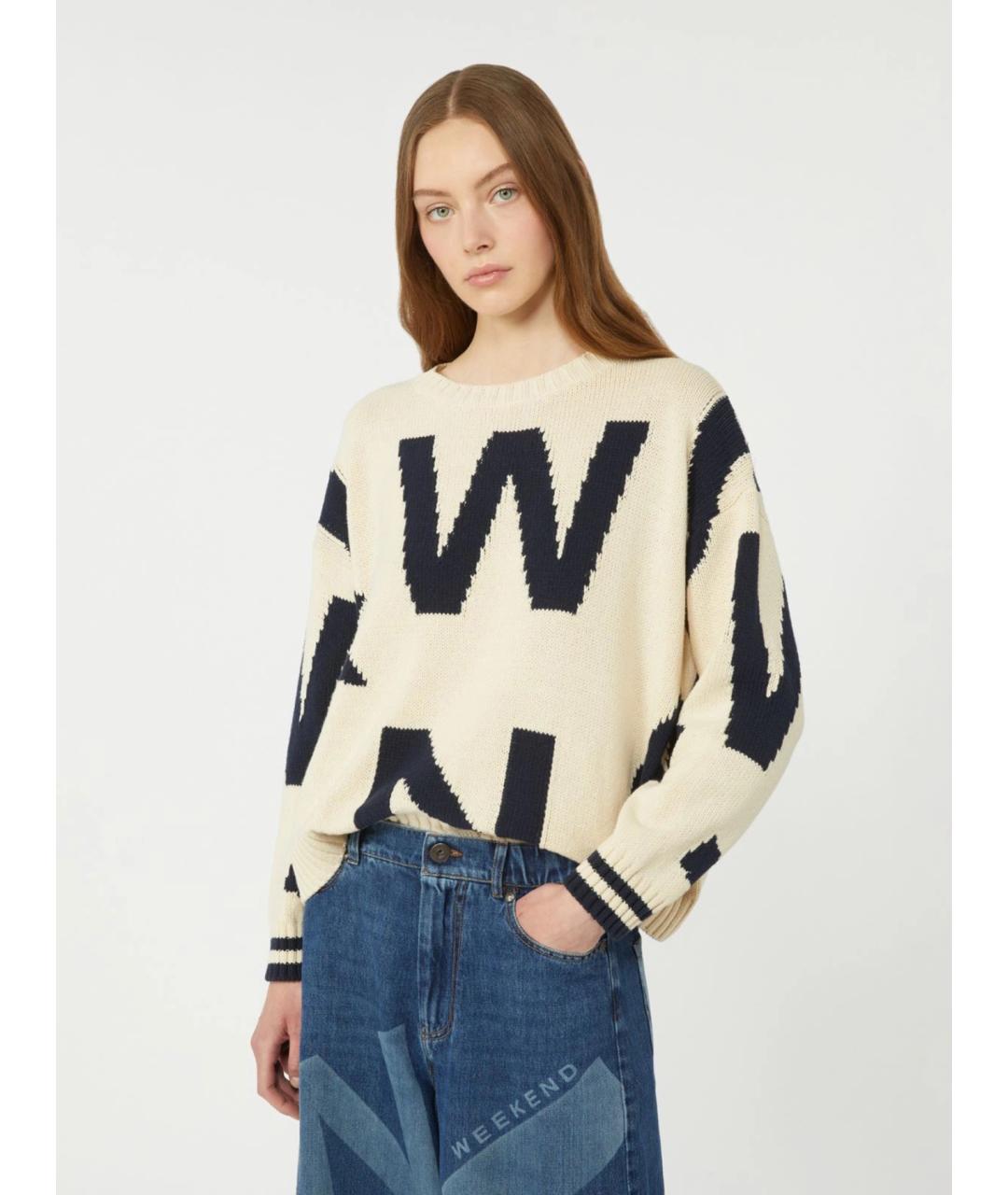 WEEKEND MAX MARA Бежевый хлопковый джемпер / свитер, фото 5