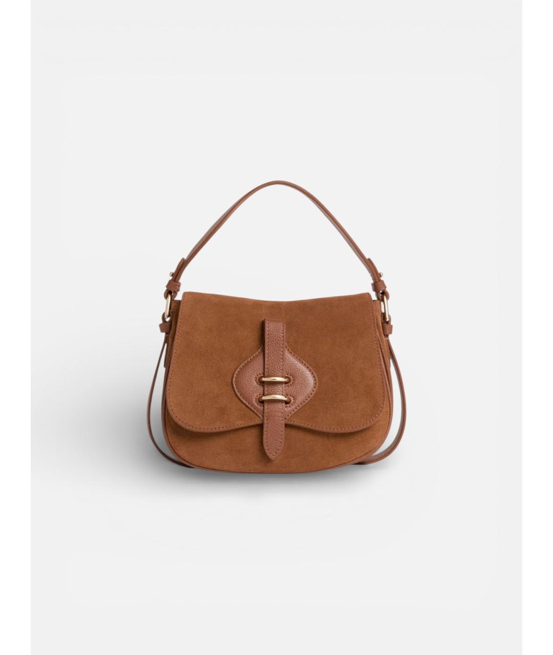 COCCINELLE Коричневая кожаная сумка с короткими ручками, фото 7