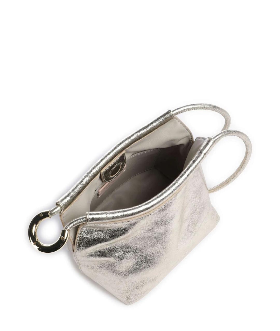 COCCINELLE Серебряная кожаная сумка с короткими ручками, фото 3