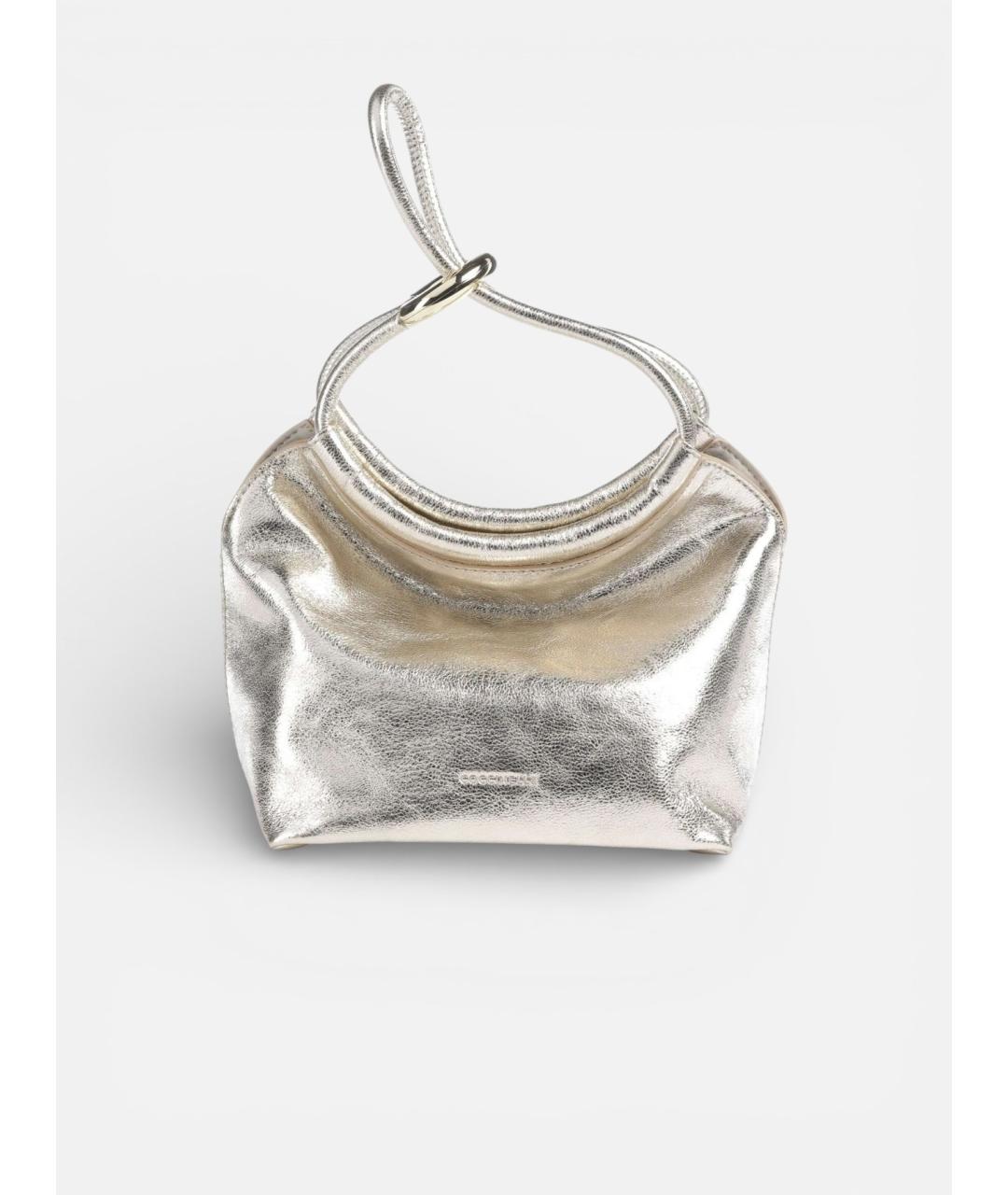COCCINELLE Серебряная кожаная сумка с короткими ручками, фото 4