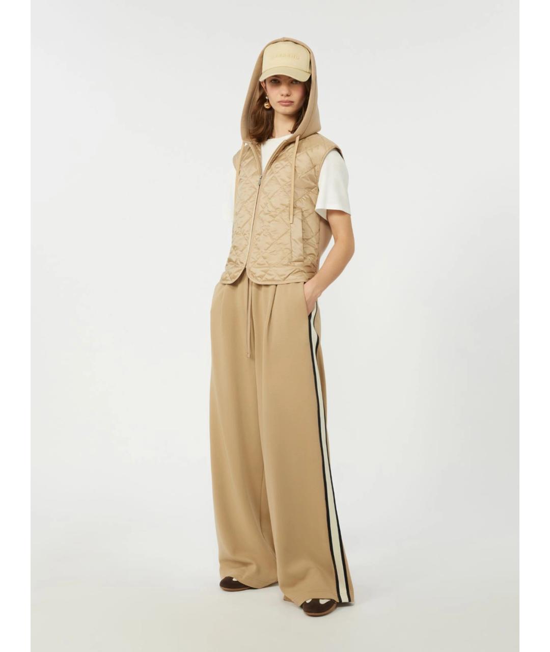 WEEKEND MAX MARA Бежевые хлопковые прямые брюки, фото 2