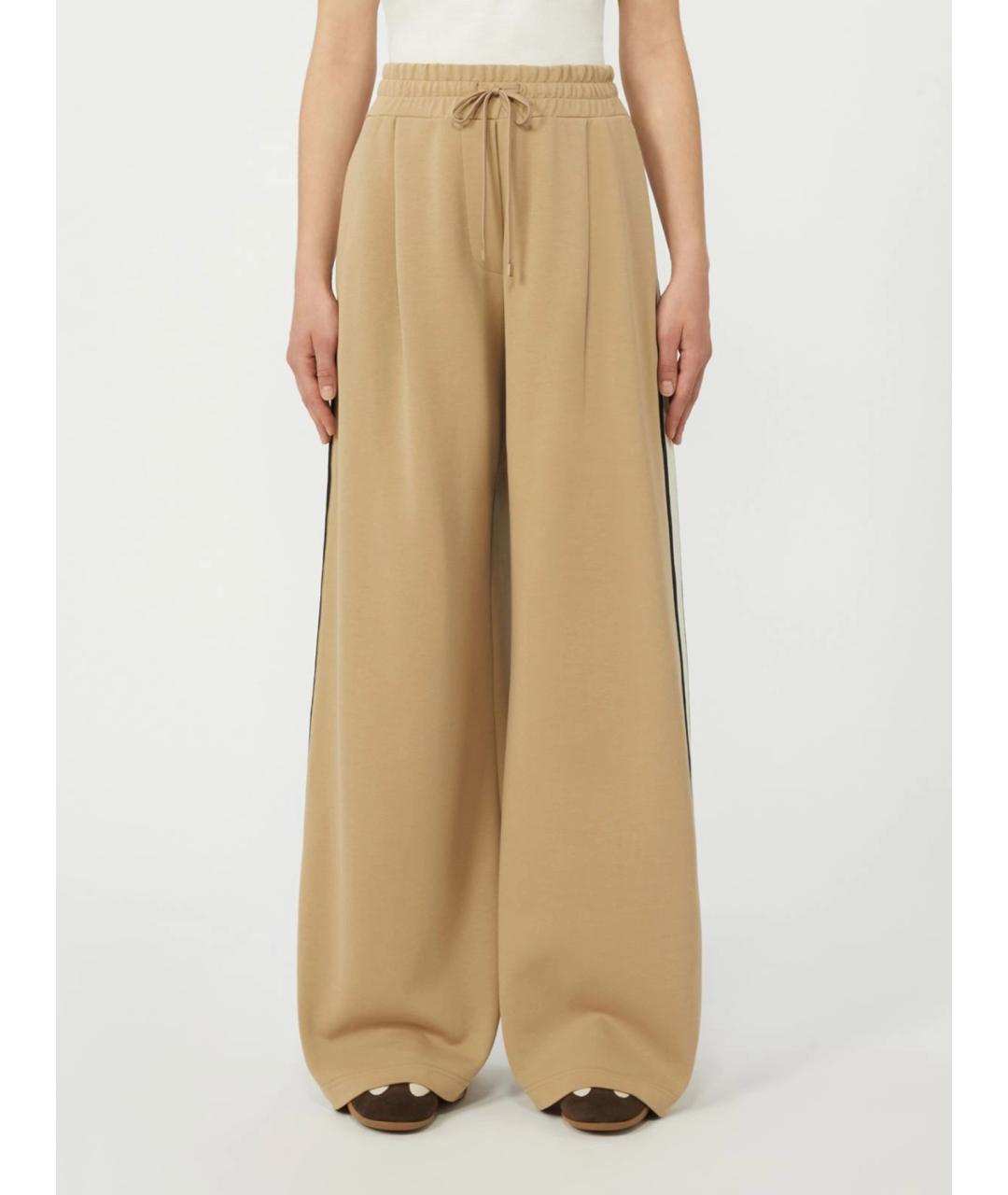 WEEKEND MAX MARA Бежевые хлопковые прямые брюки, фото 3