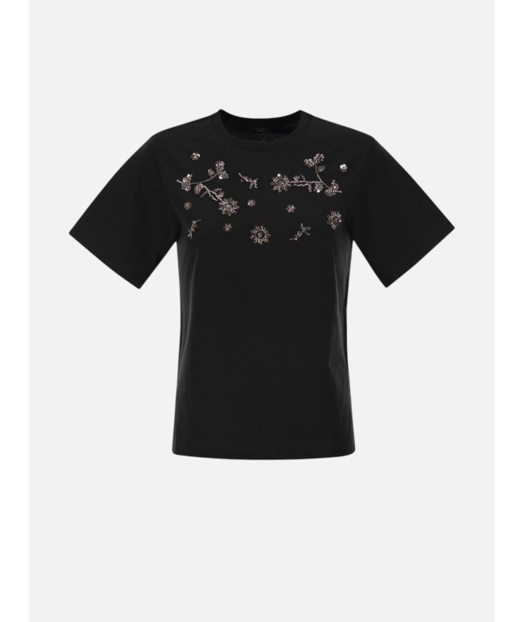 WEEKEND MAX MARA Черная хлопковая футболка, фото 4