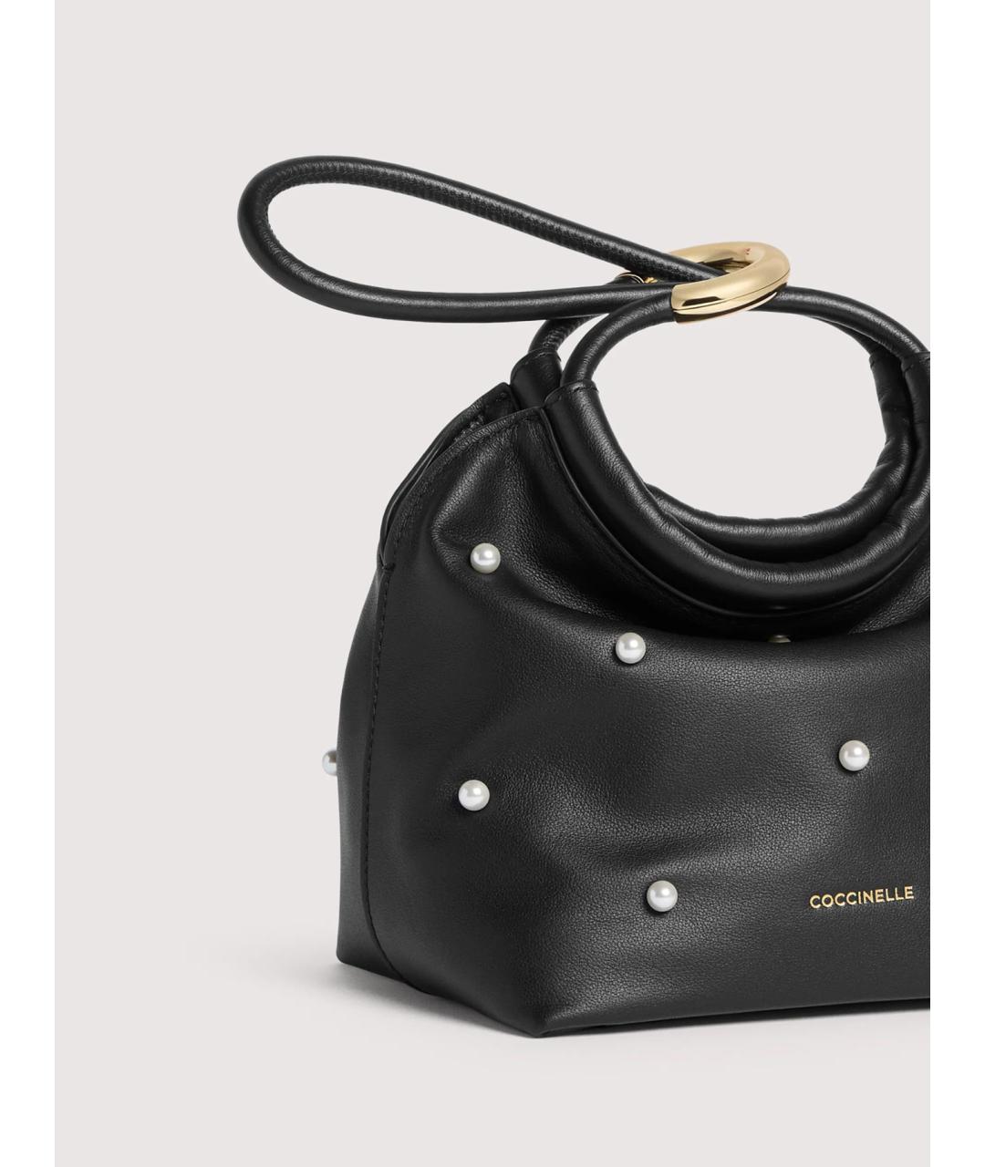 COCCINELLE Черная кожаная сумка с короткими ручками, фото 5