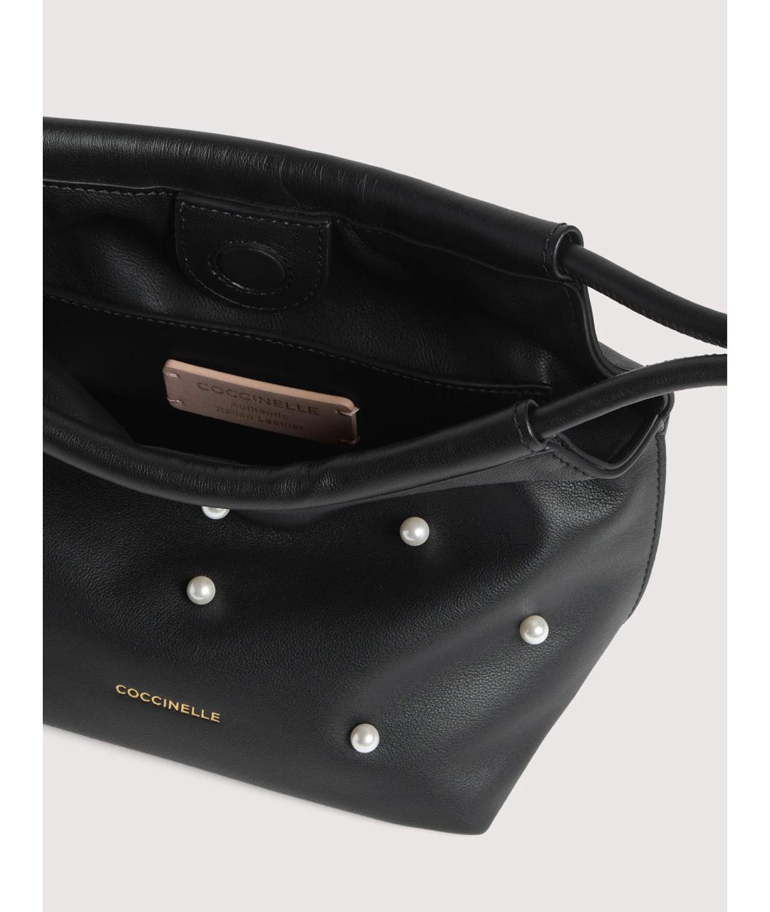 COCCINELLE Черная кожаная сумка с короткими ручками, фото 4